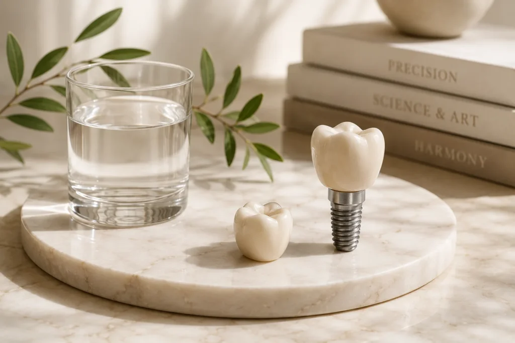 Restauration prothétique sur implants dans une ambiance lumineuse